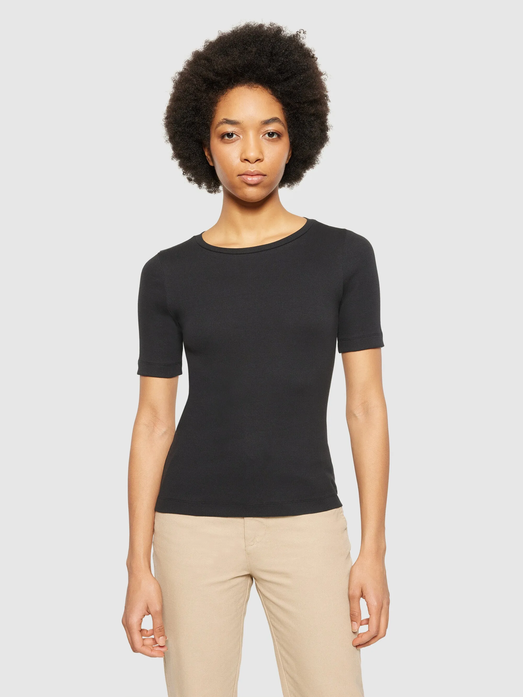 Rib t-shirt - Black Jet Knowledge Cotton