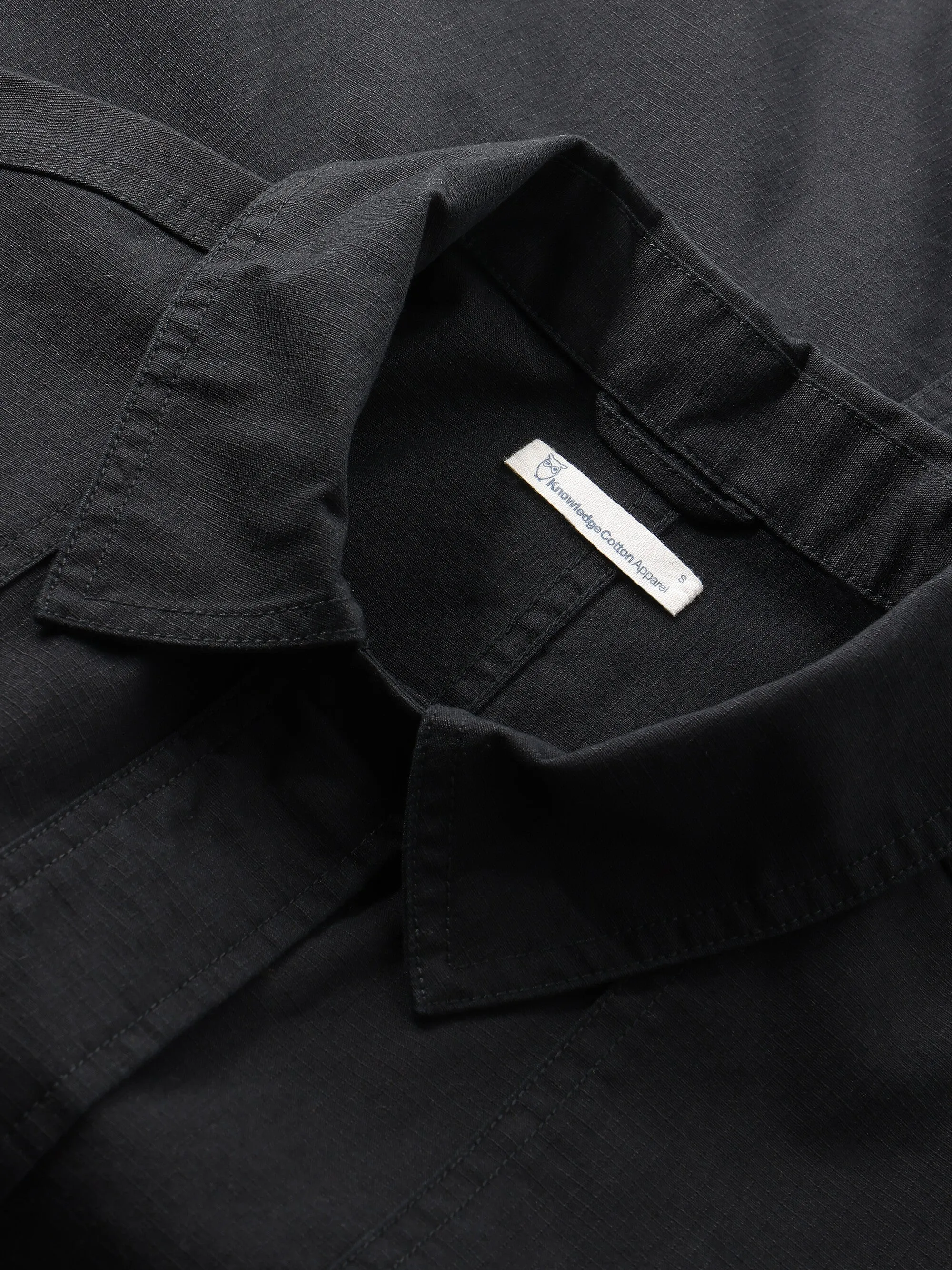 Ripstop overshirt - Black Jet Knowledge Cotton