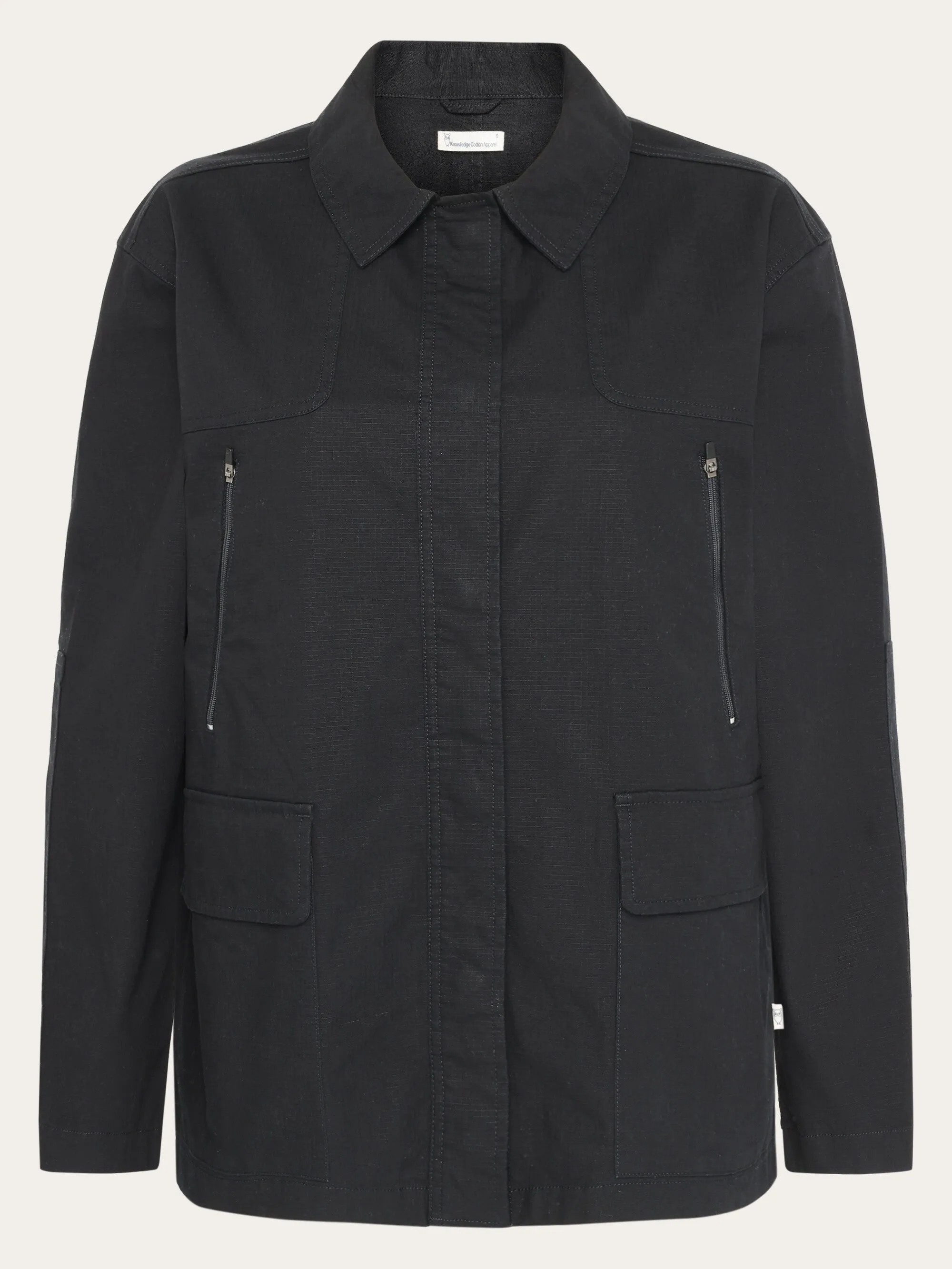 Ripstop overshirt - Black Jet Knowledge Cotton
