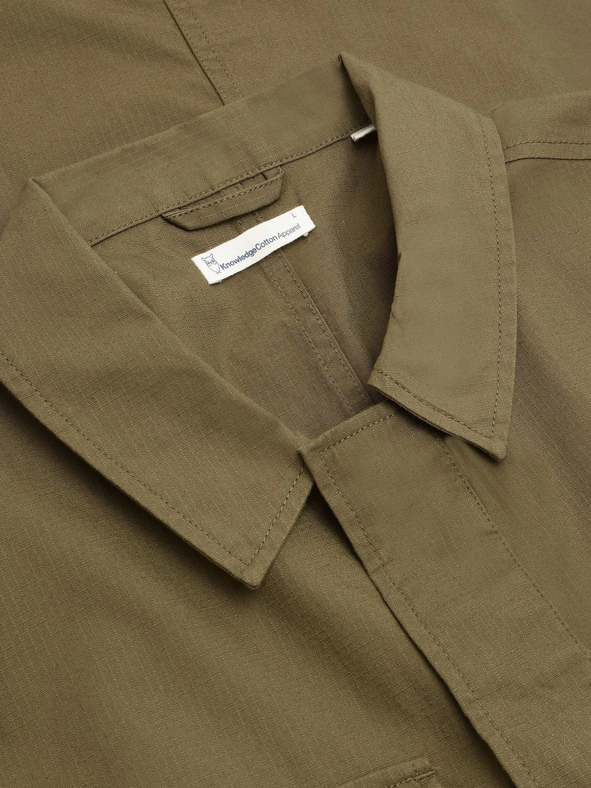 Ripstop overshirt - GOTS/Vegan - Burned Olive Knowledge Cotton