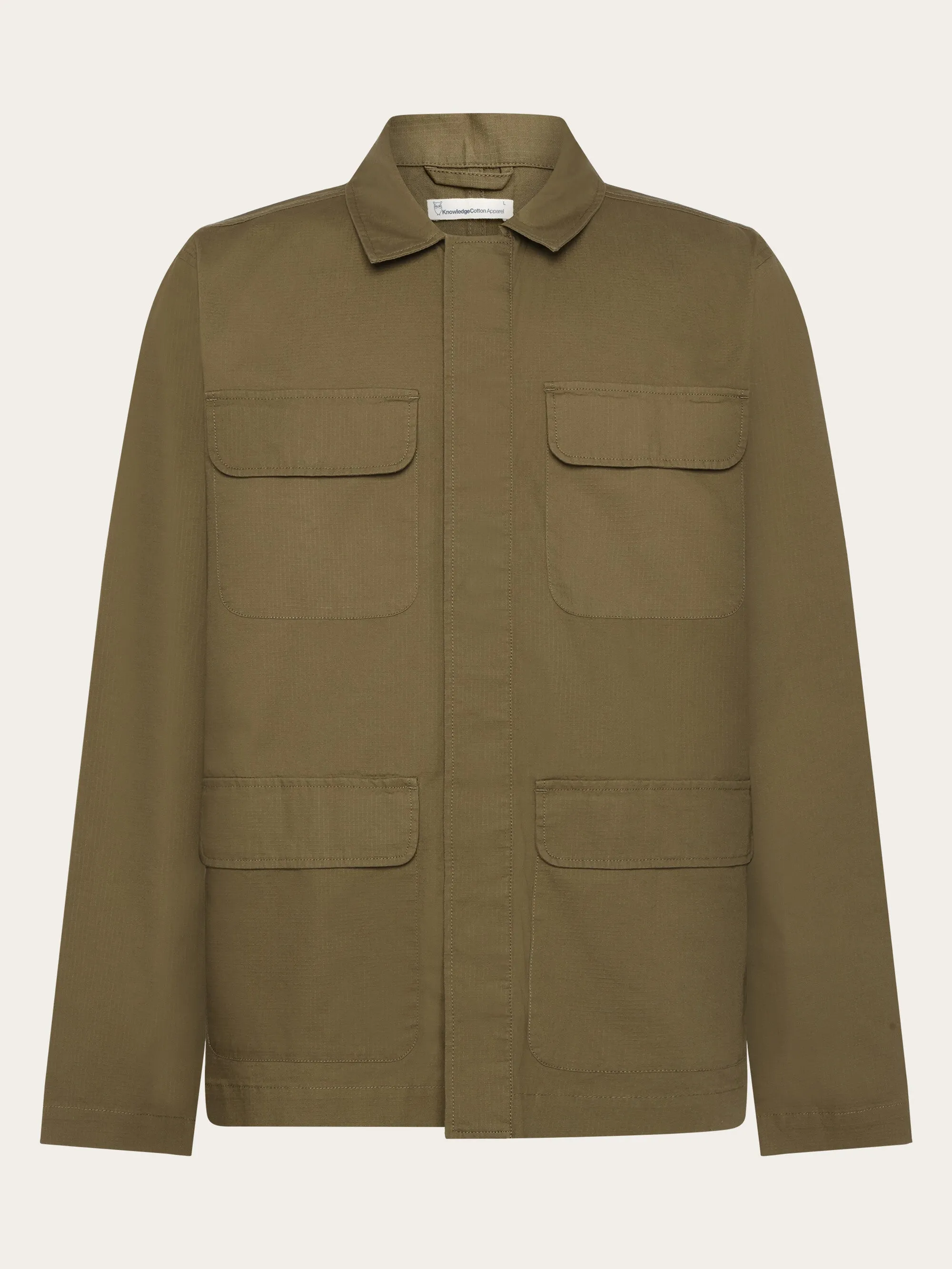 Ripstop overshirt - GOTS/Vegan - Burned Olive Knowledge Cotton