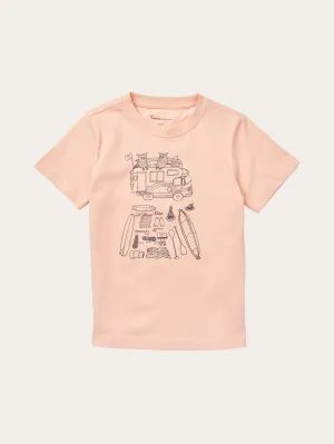 Road trip printed t-shirt - Coral Pink Knowledge Cotton
