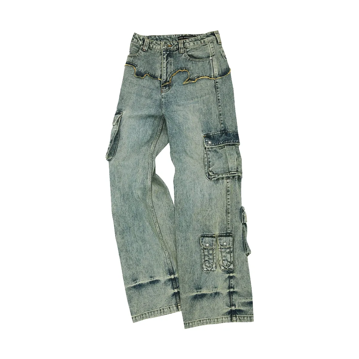 Simiz Denim Cargo Jeans 'Coated Yellow'