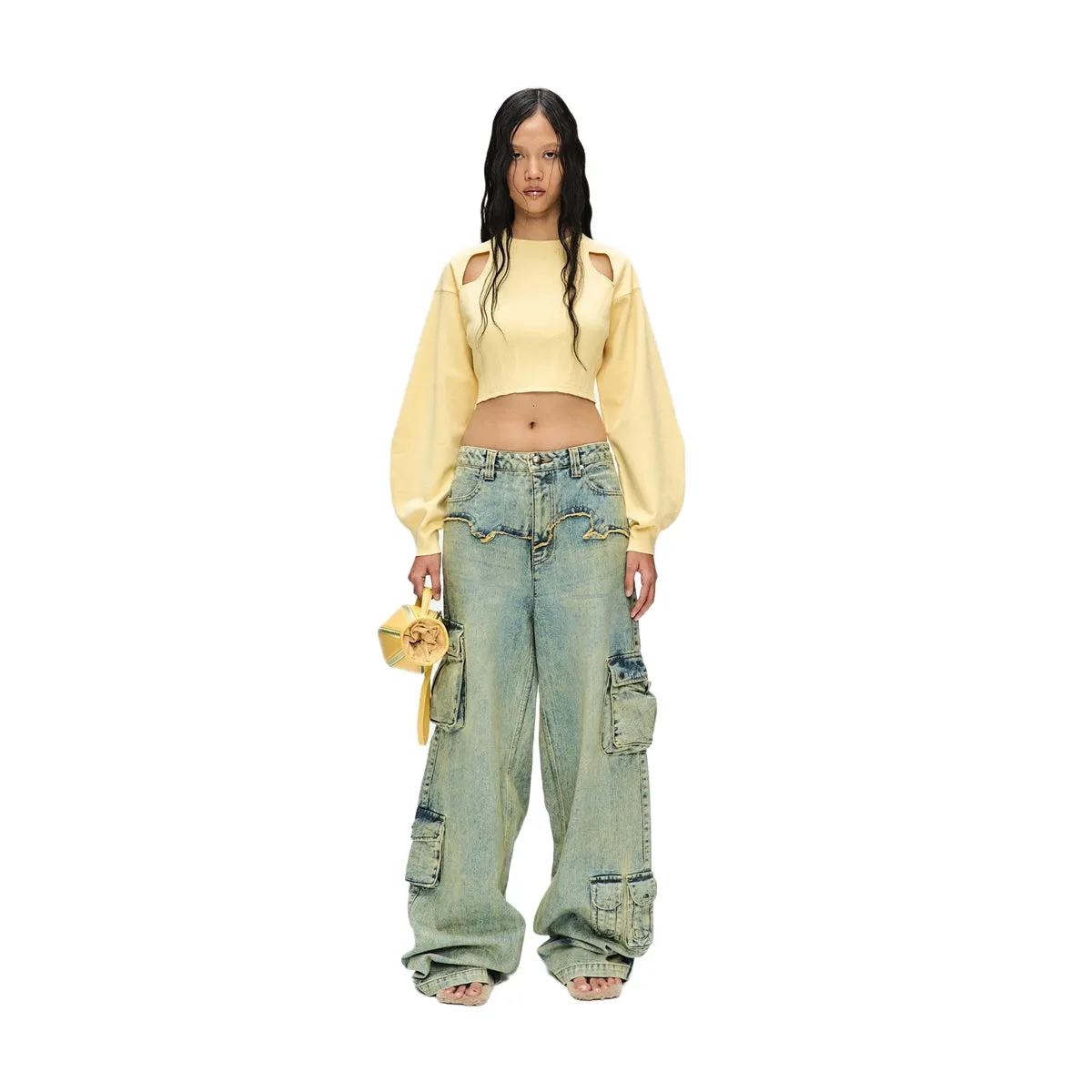 Simiz Denim Cargo Jeans 'Coated Yellow'