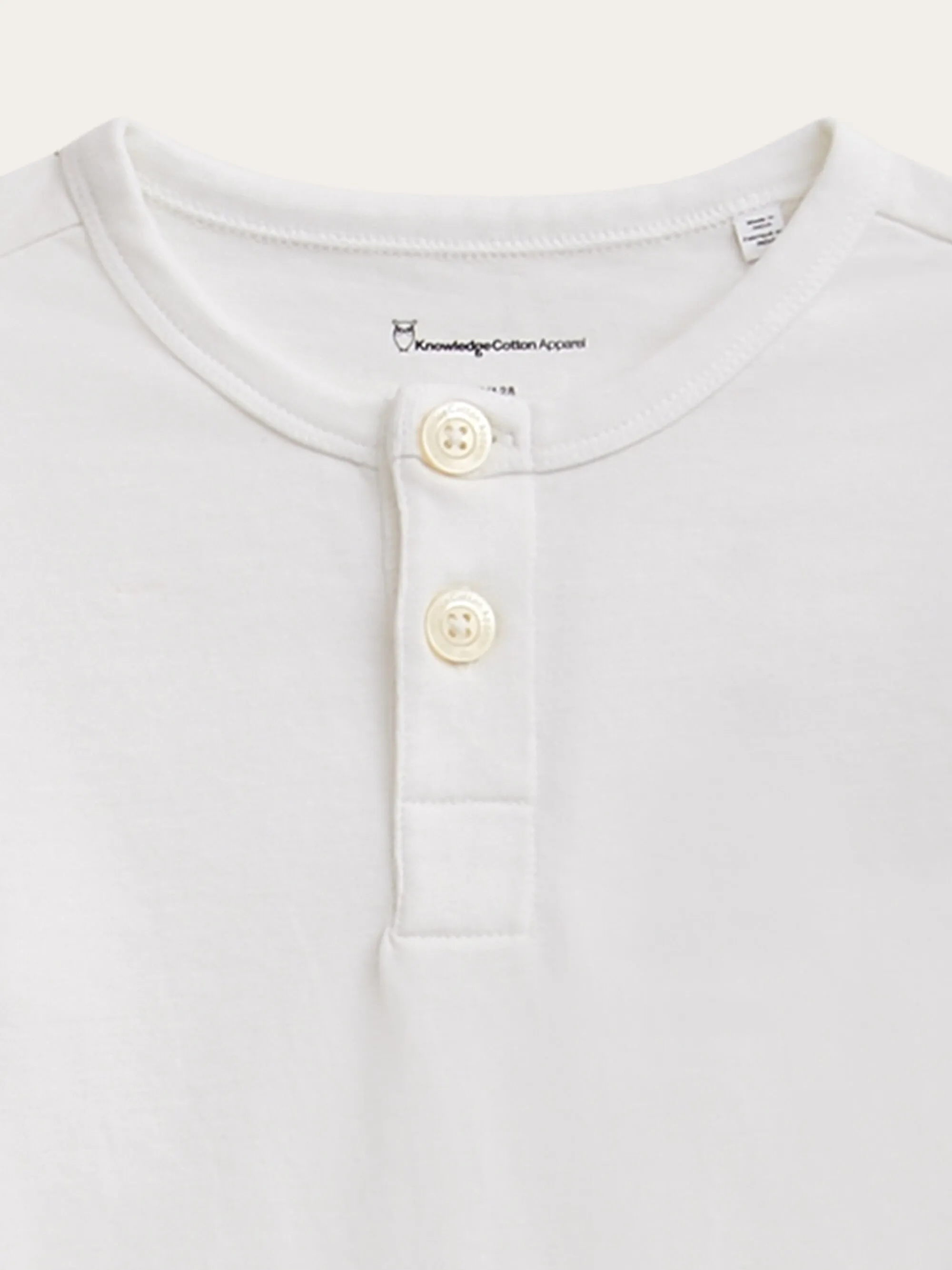 Slim long sleeve henley - GOTS/Vegan - Bright White Knowledge Cotton