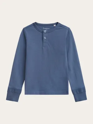 Slim long sleeve henley - GOTS/Vegan - Moonlight Blue Knowledge Cotton
