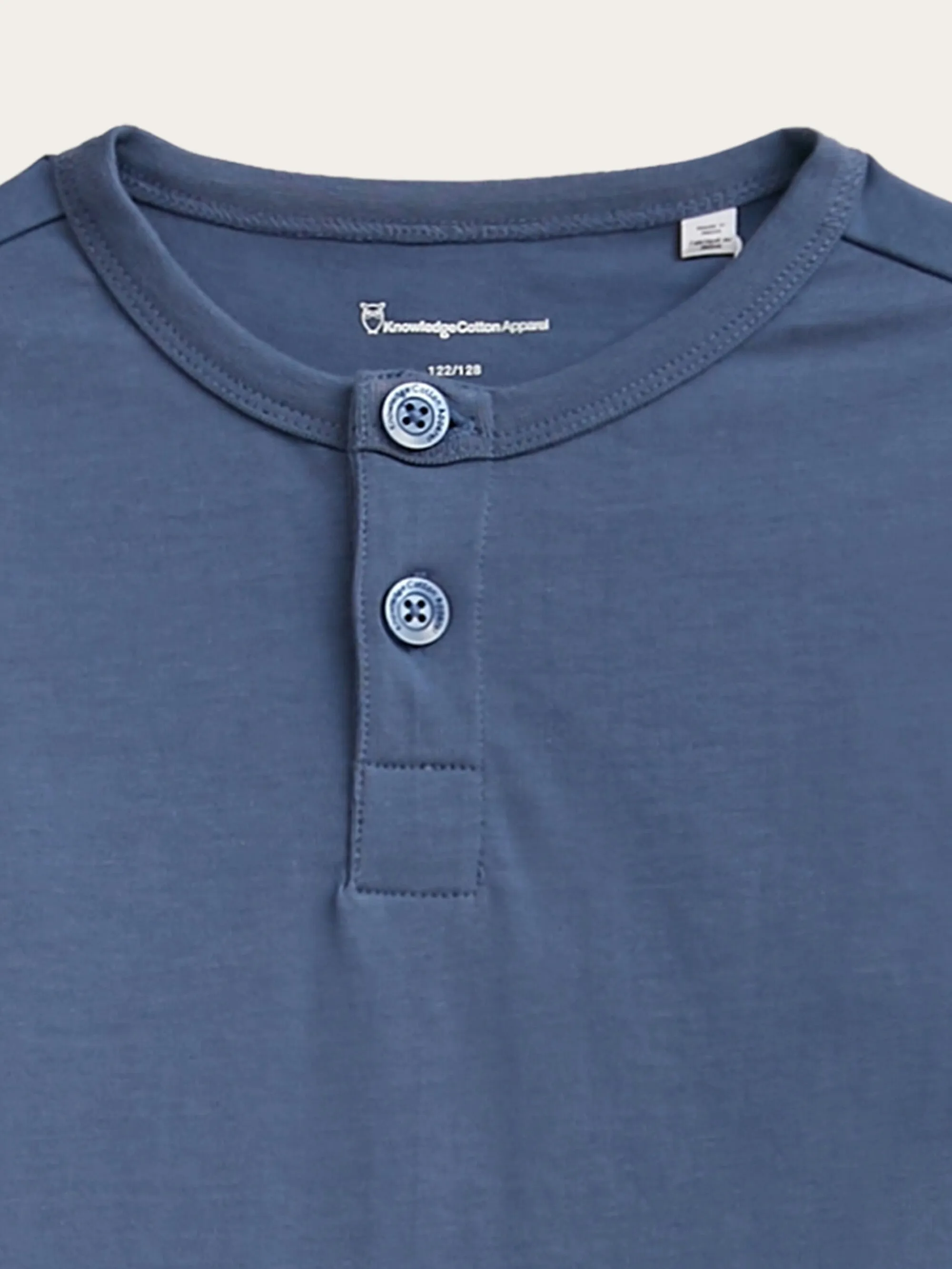 Slim long sleeve henley - GOTS/Vegan - Moonlight Blue Knowledge Cotton