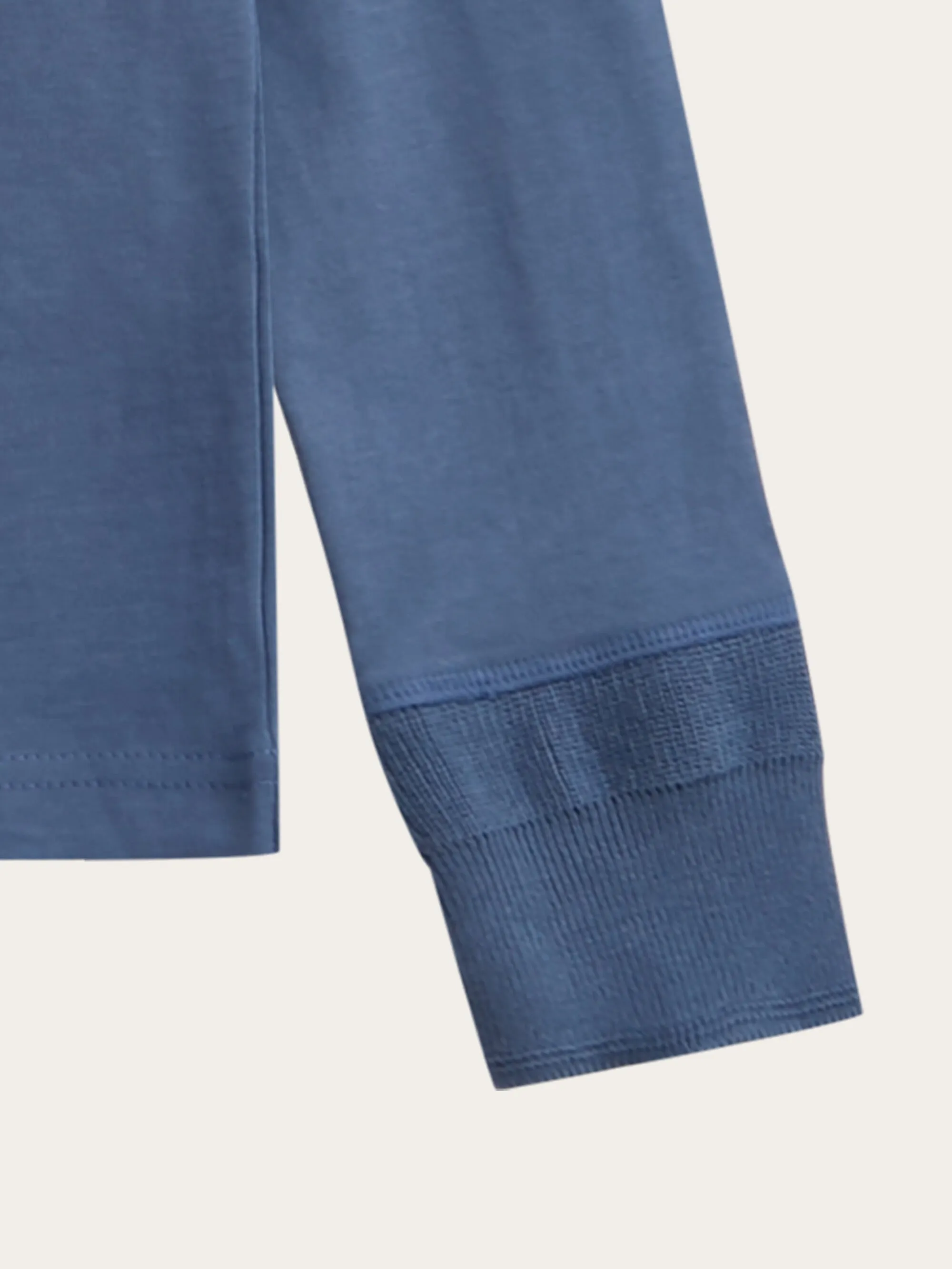 Slim long sleeve henley - GOTS/Vegan - Moonlight Blue Knowledge Cotton
