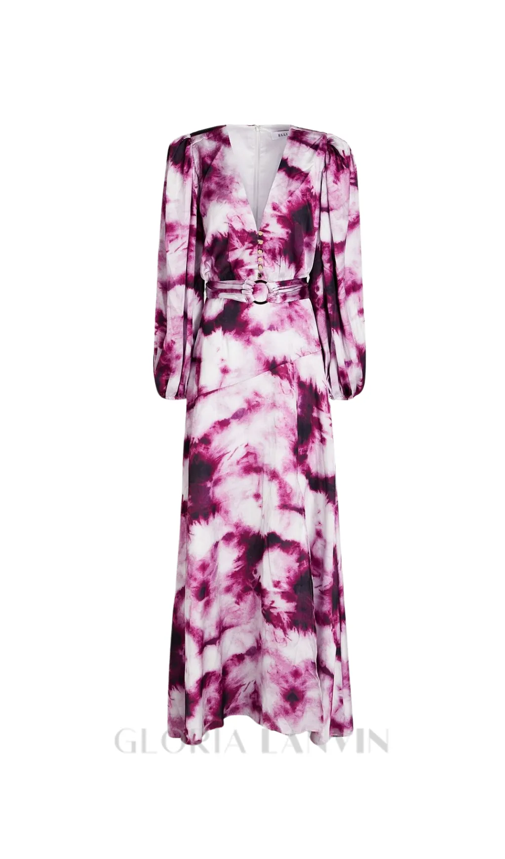 SUSANNA FUCHSIA BELTED TIE-DYED SATIN MAXI DRESS Gloria Lanvin