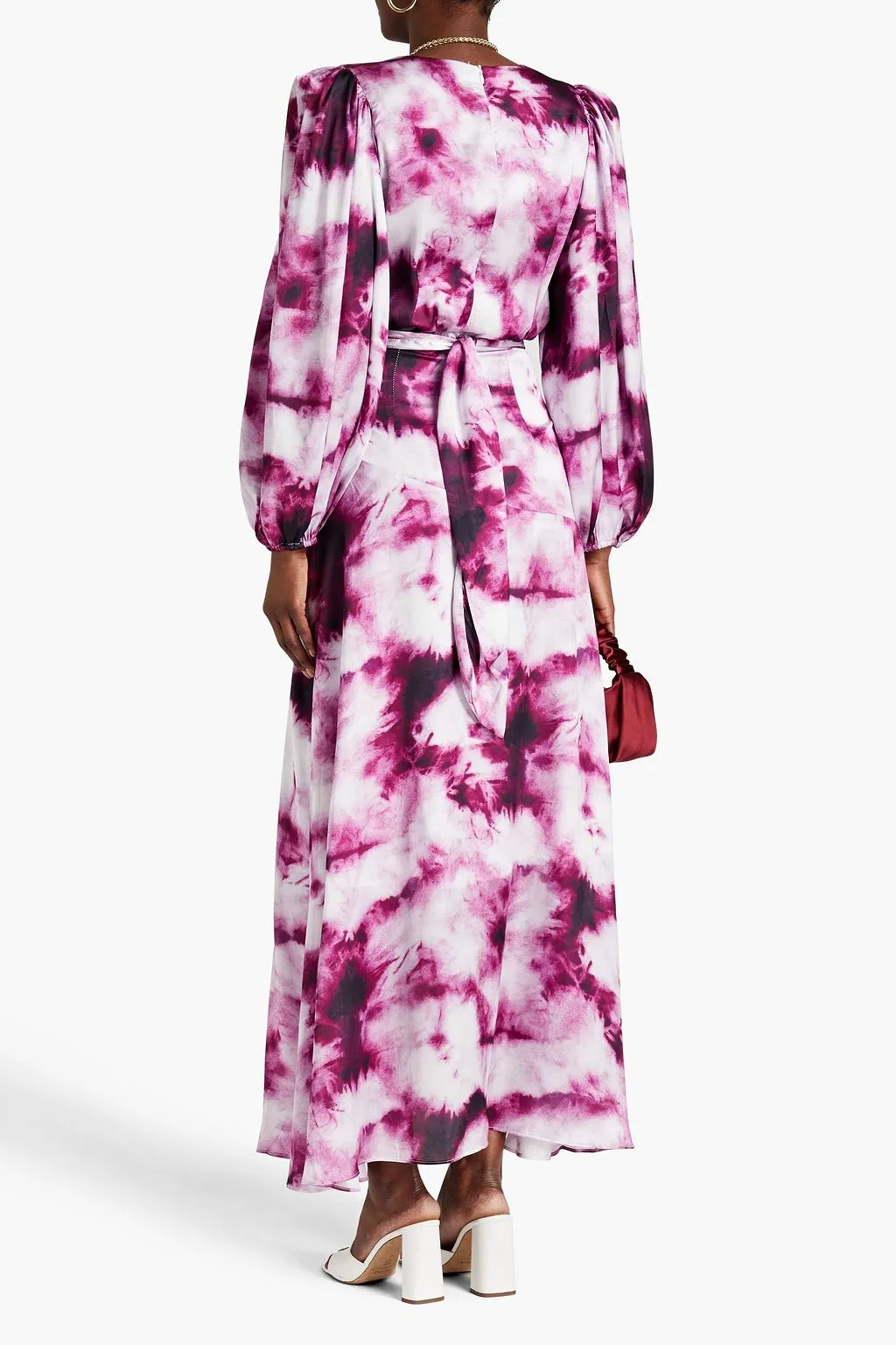 SUSANNA FUCHSIA BELTED TIE-DYED SATIN MAXI DRESS Gloria Lanvin