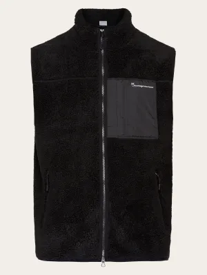 Teddy fleece vest - Black Jet Knowledge Cotton