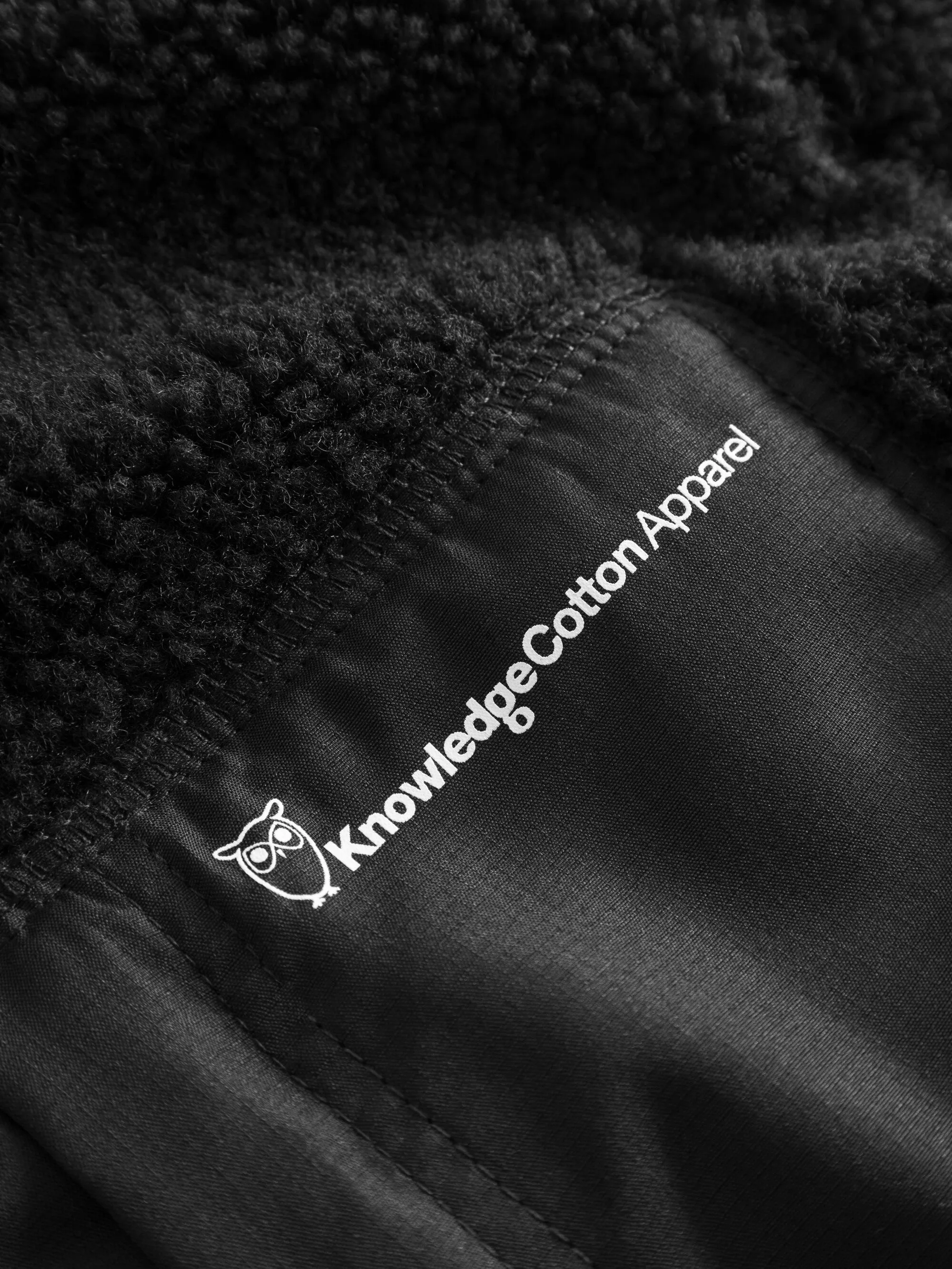 Teddy high neck zip jacket - Black Jet Knowledge Cotton