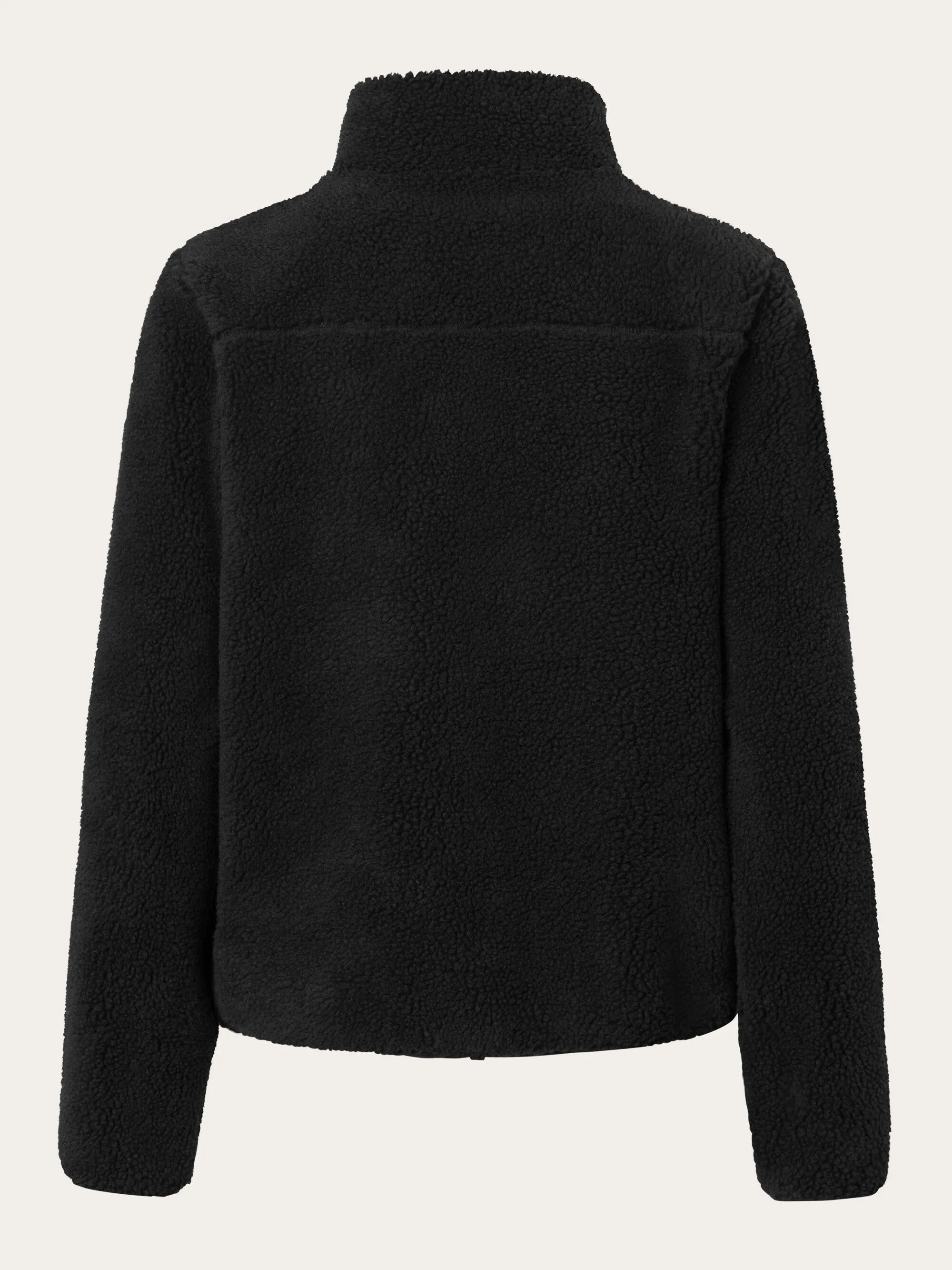 Teddy high neck zip jacket - Black Jet Knowledge Cotton
