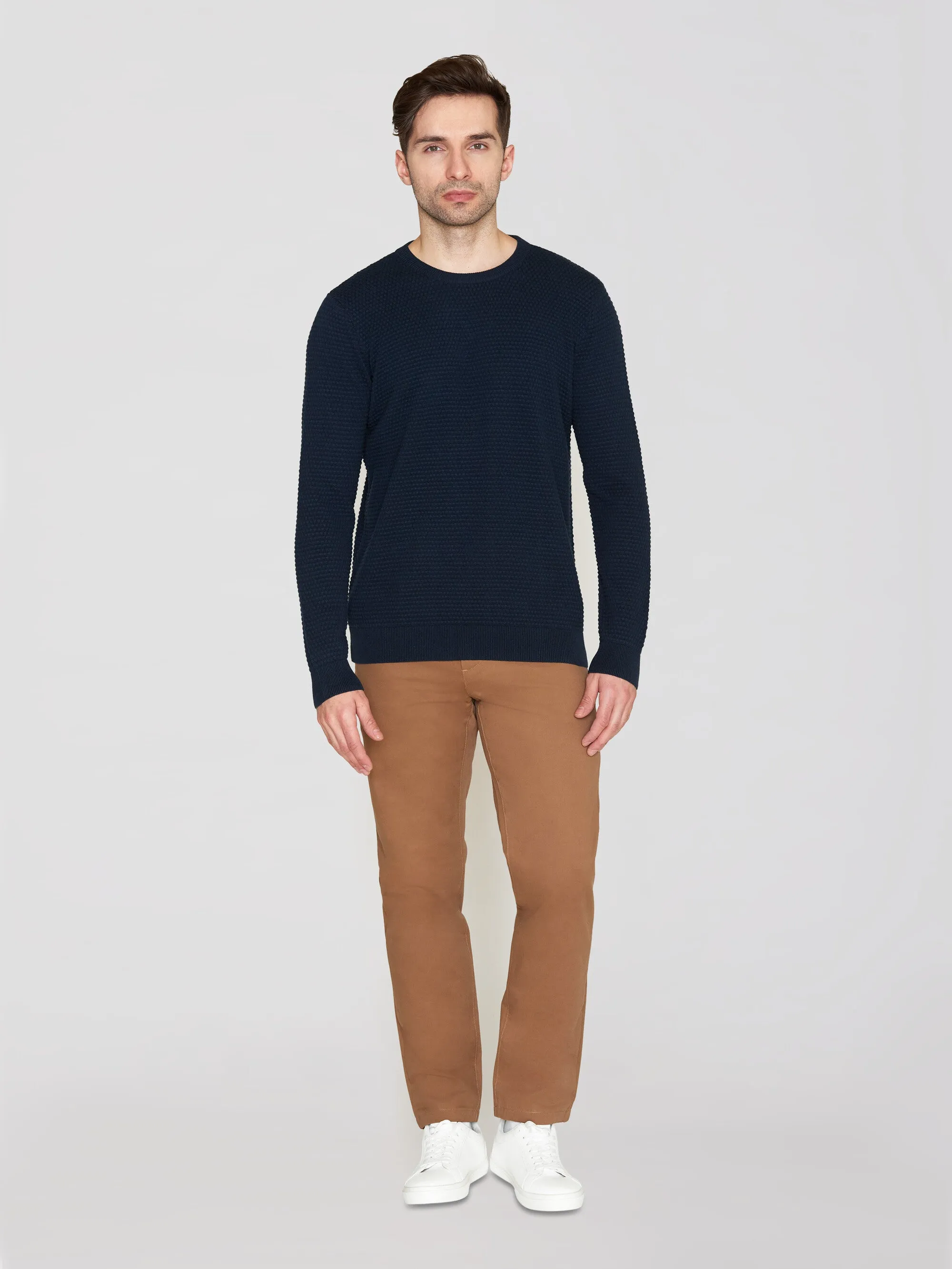 VAGN regular bubble knit crew neck - Regenerative Organic Certified - GOTS/Vegan - Total Eclipse Knowledge Cotton