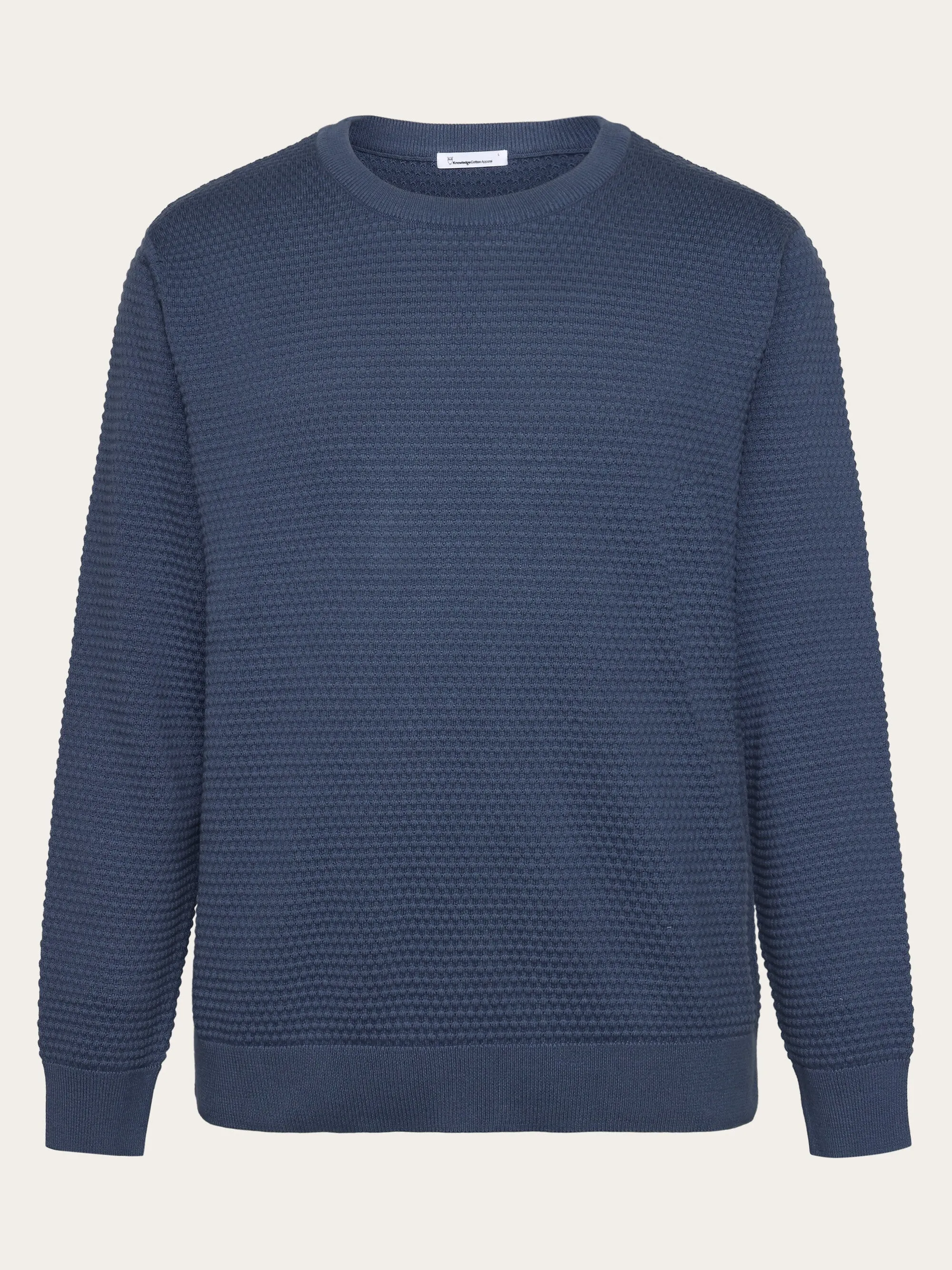 VAGN regular bubble knit crew neck - Regenerative Organic Certified - GOTS/Vegan - Vintage Indigo Knowledge Cotton