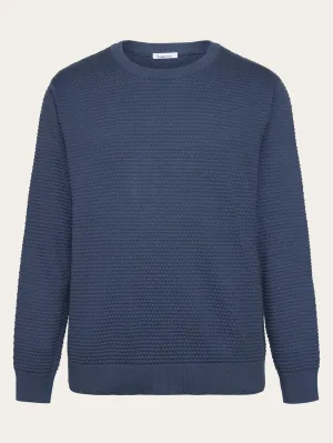 VAGN regular bubble knit crew neck - Regenerative Organic Certified - GOTS/Vegan - Vintage Indigo Knowledge Cotton
