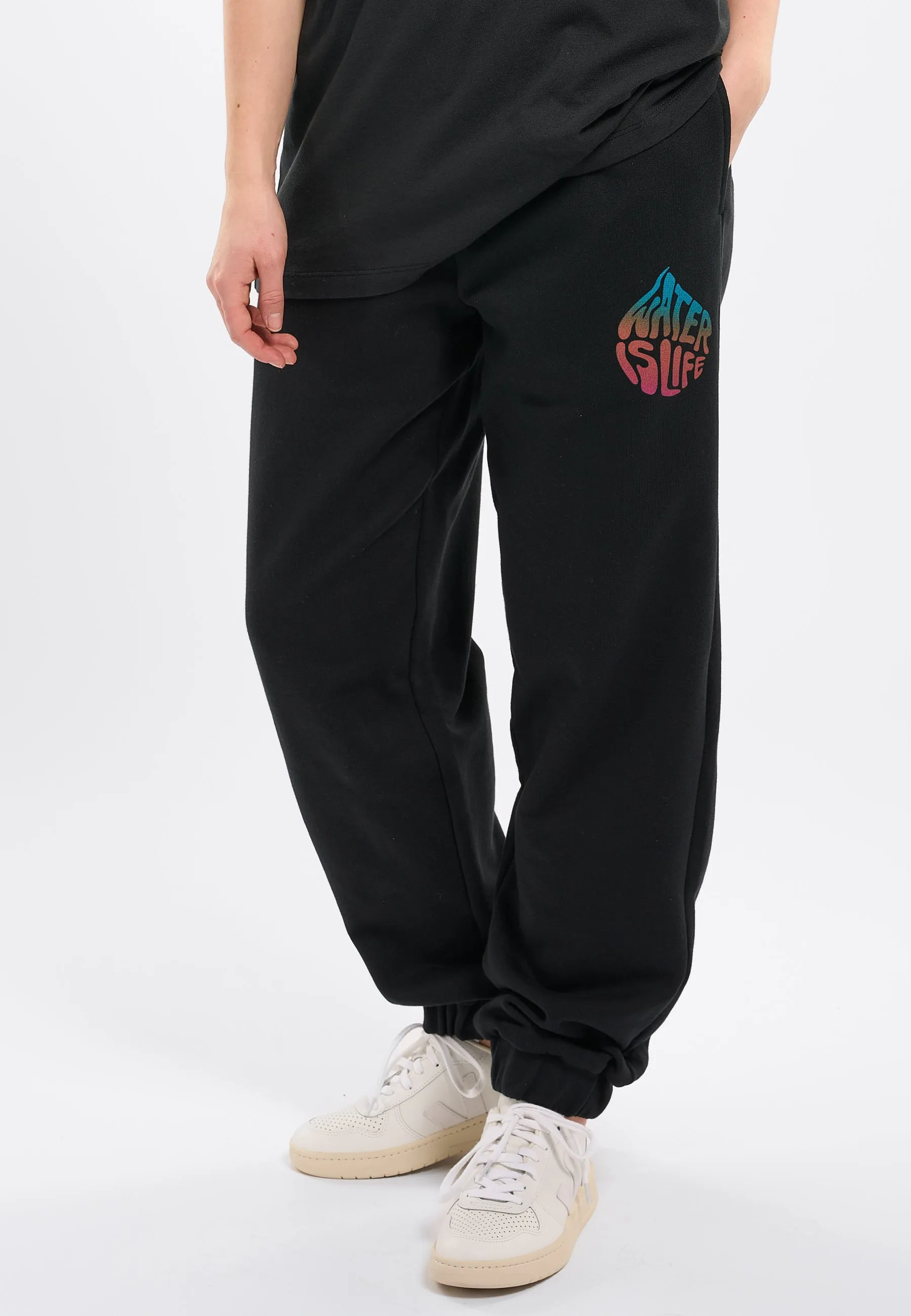 WATERAID tapered fit sweat pants - Black Jet Knowledge Cotton