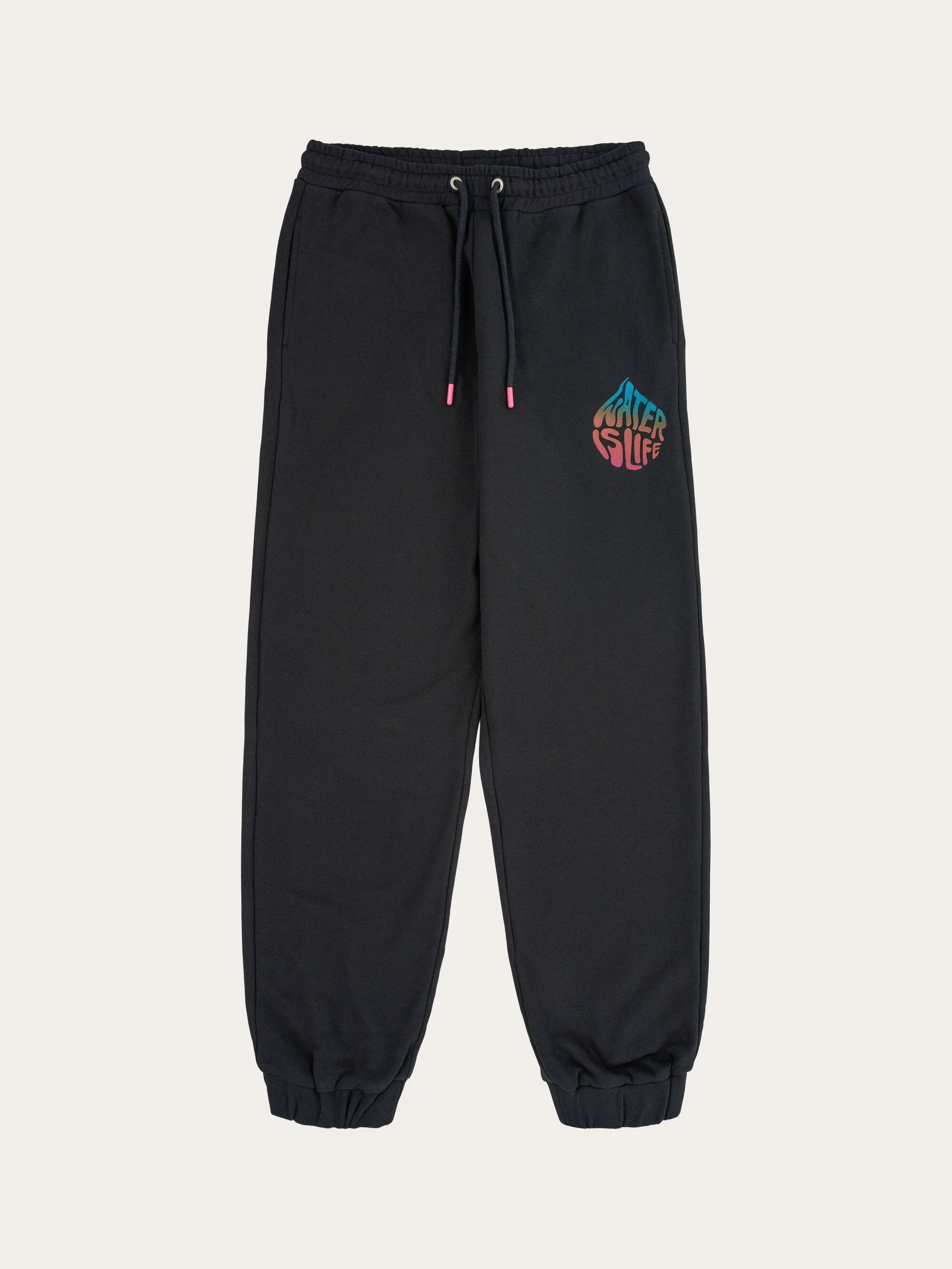 WATERAID tapered fit sweat pants - Black Jet Knowledge Cotton