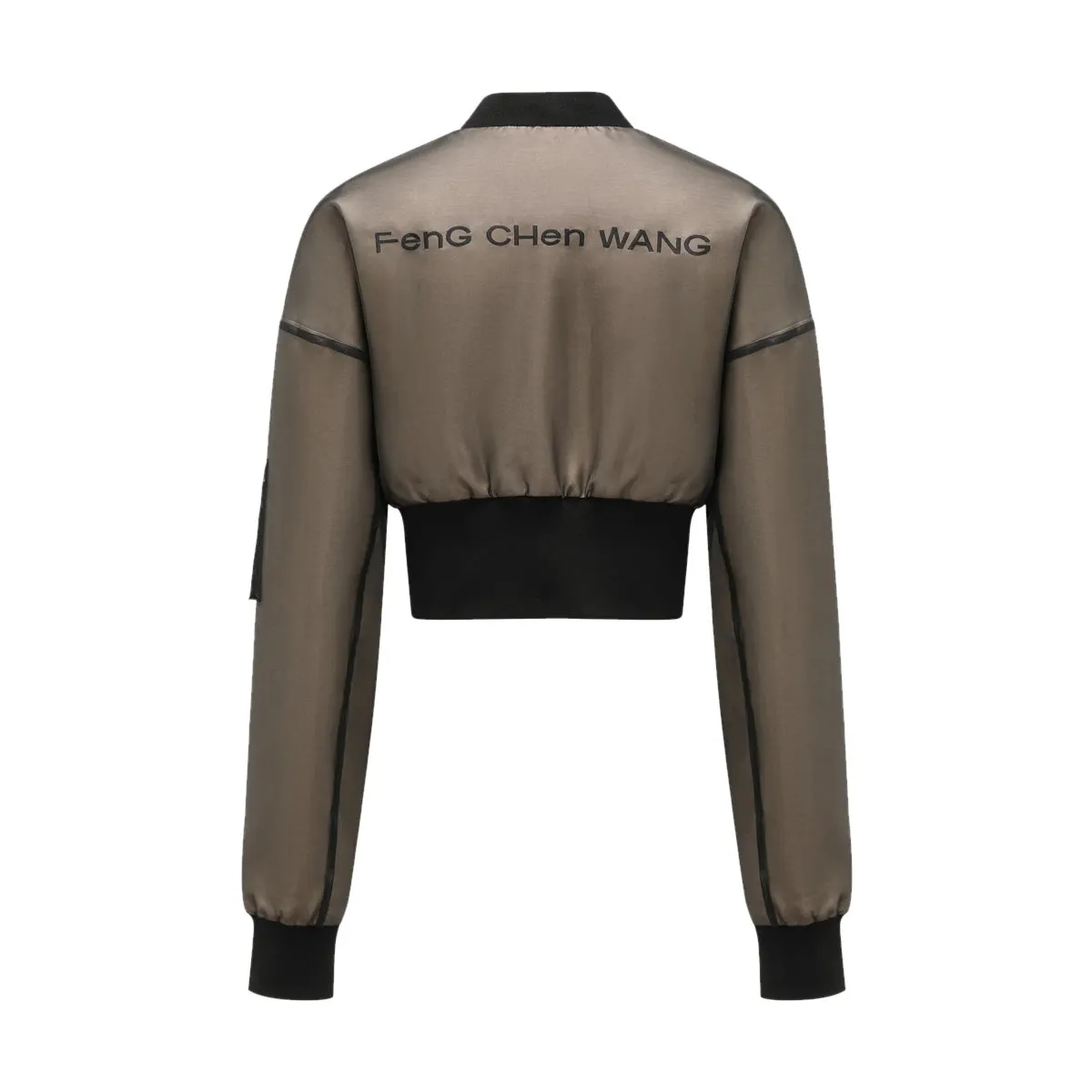 Wmns Patched Cropped Jacket 'Black Khaki'