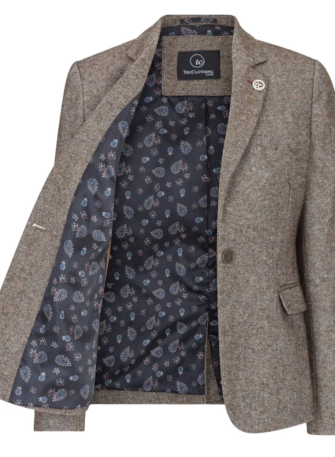 Wsn - Blazer Tweed Herringbone 1920's Wool Acrylic Blend