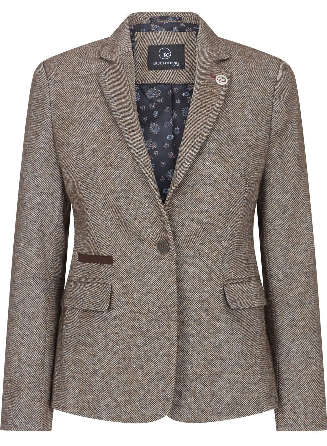 Wsn - Blazer Tweed Herringbone 1920's Wool Acrylic Blend