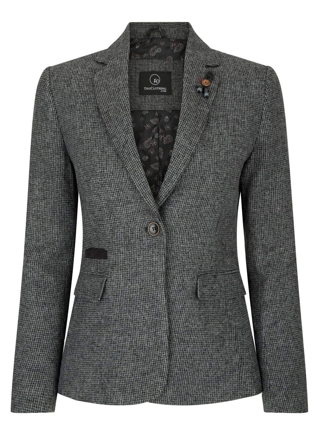 Wsn - Blazer Tweed Herringbone 1920's Wool Acrylic Blend