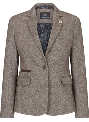 Wsn - Blazer Tweed Herringbone 1920's Wool Acrylic Blend