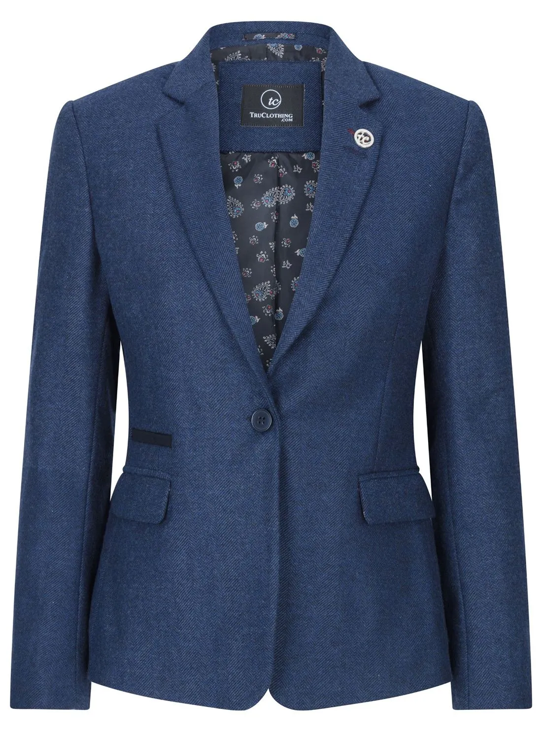 Wsn - Blazer Tweed Herringbone 1920's Wool Acrylic Blend