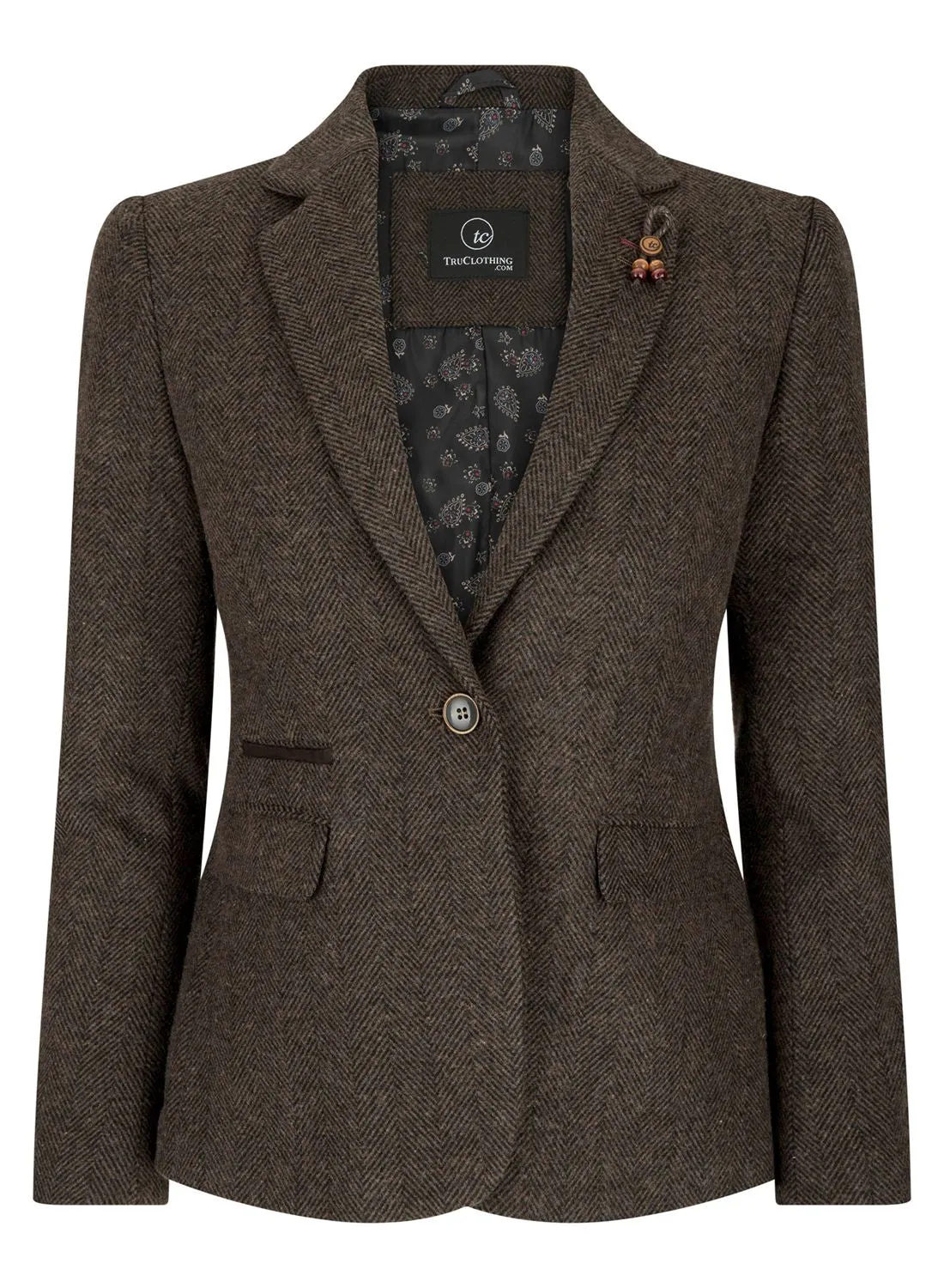 Wsn - Blazer Tweed Herringbone 1920's Wool Acrylic Blend