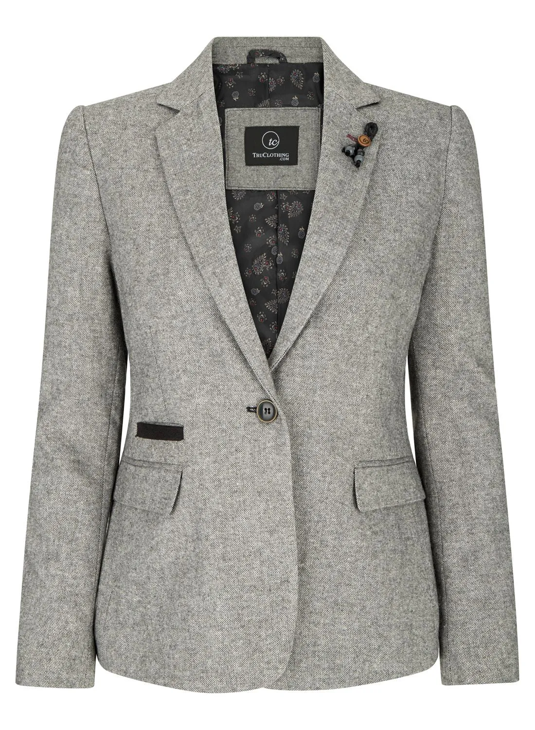 Wsn - Blazer Tweed Herringbone 1920's Wool Acrylic Blend